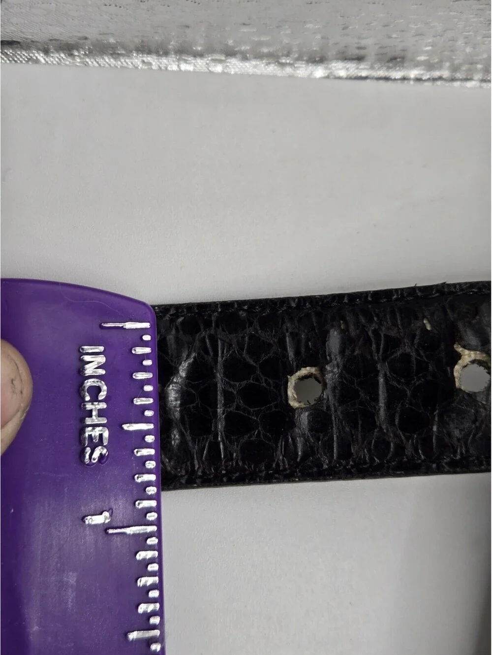 VTG 80s Genuine Snakeskin Leather Belt Black Gold Buckle Womens Size M 4144